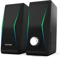 Computer Speakers, Bluetooth 5.0 Hi-Fi Stereo PC Speakers, 4 Dynamic Lighting Modes, AC Adapter Powered and 3.5mm AUX-in Computer Speakers for Desktop PC, Monitor, Laptop, Tablet, Phone