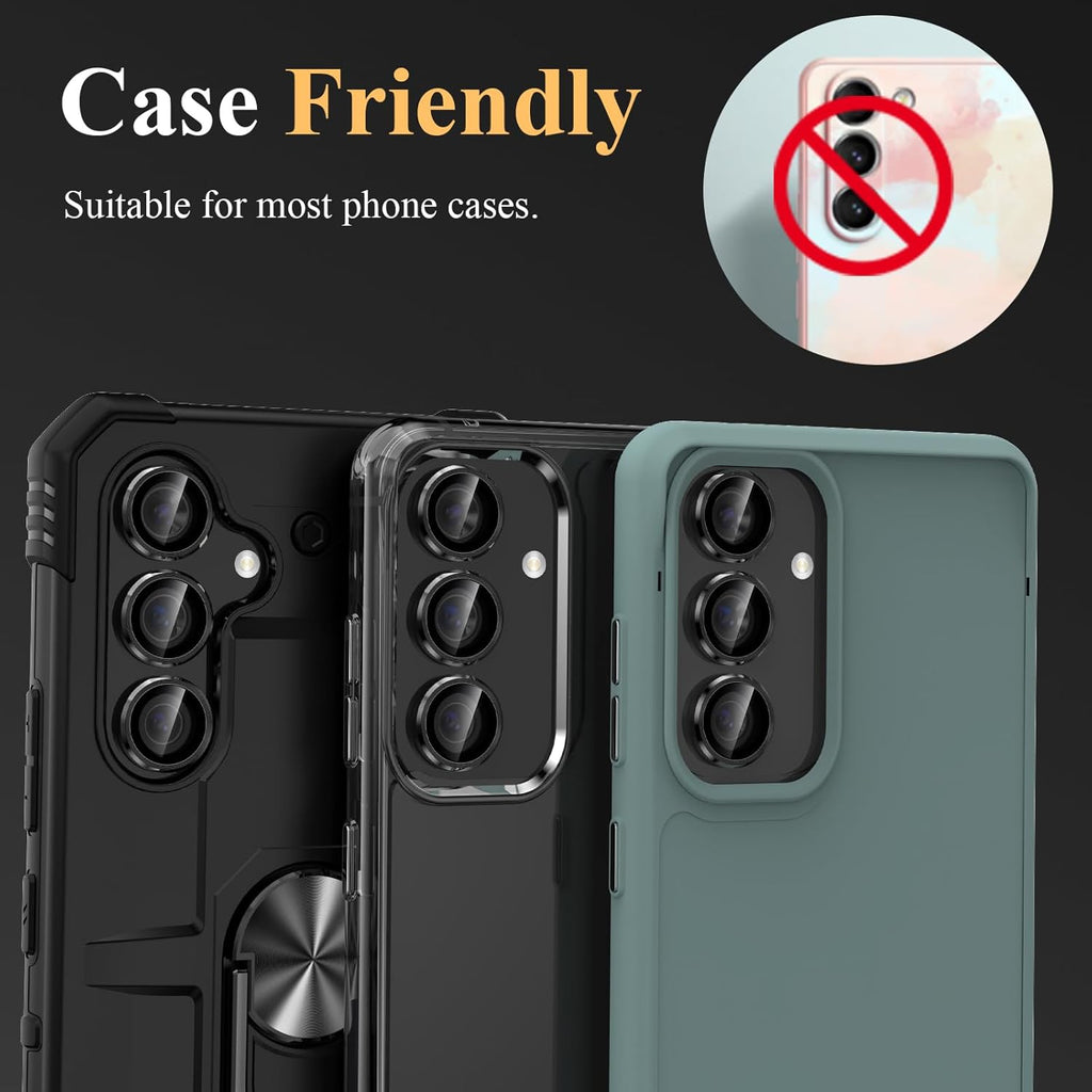 YWXTW Camera Lens Protector for Samsung Galaxy S24 / S23 / S23 Plus, [NOT for S24 Plus] 9H Tempered Glass Metal Individual Ring Camera Screen Protector for S24 Accessories (Black)