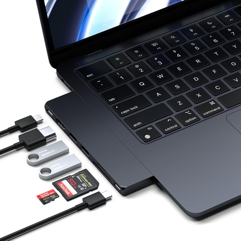 Satechi 7 in 1 USB C Hub Multiport Adapter Pro Slim, USB C Dongle, 100W Charging, 4K HDMI, USB 4, USB 3.2 Gen 2, SD/Micro Card Reader for Mac, MacBook Air/Pro M4/M3/M2/M1 - Midnight