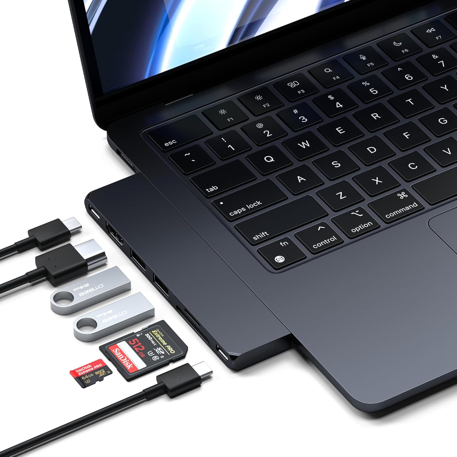 Satechi 7 in 1 USB C Hub Multiport Adapter Pro Slim, USB C Dongle, 100W Charging, 4K HDMI, USB 4, USB 3.2 Gen 2, SD/Micro Card Reader for Mac, MacBook Air/Pro M4/M3/M2/M1 - Midnight