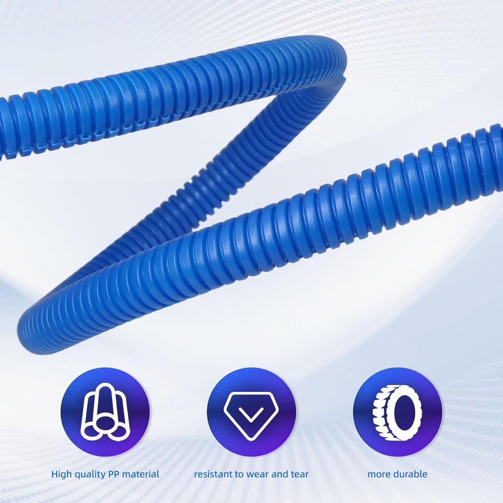 Split Wire Loom Tubing, 10,25ft Cord Protectors from Pets No Chew, Flexible Wire Covers Cord Protectors, Protective Split Cable Sleeve for Automotive Home Industrial Wires(Blue, 0.73inch-25ft)