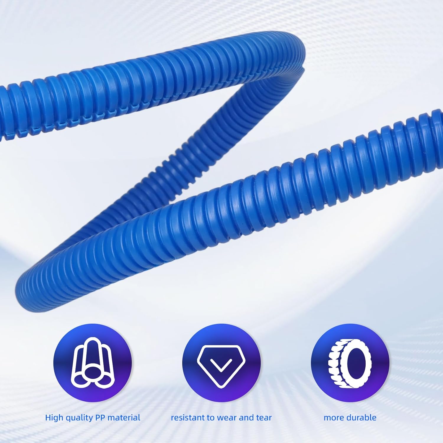 Split Wire Loom Tubing, 10,25ft Cord Protectors from Pets No Chew, Flexible Wire Covers Cord Protectors, Protective Split Cable Sleeve for Automotive Home Industrial Wires(Blue, 1.12inch-25ft)