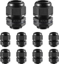 10 PCS 3/4"(12.5-18mm) NPT Nylon Cable Gland Joints with Gaskets, IP68 Adjustable Lock Nut Strain Relief Cord Grip Waterproof Cable Glands - UL Listed and RoHS Compliant