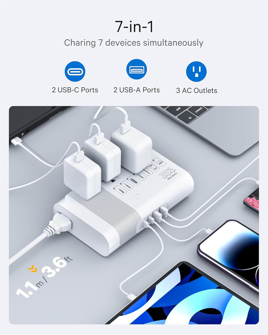 DOACE 220v to 110v Voltage Converter for European Travel: Max 500W Pure Sine Wave Voltage Converter US to Europe - 220 to 110 International Power Adapter Plug Combo Step Down Transformer White
