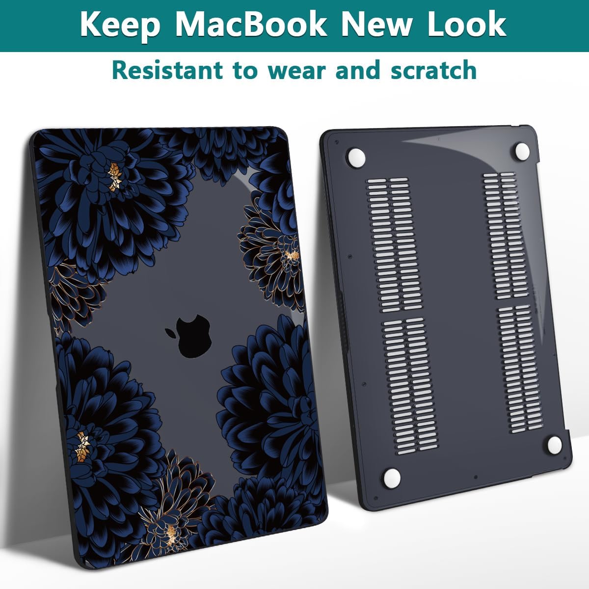 Teryeefi for MacBook Air 13 inch Case Release 2018 2019 2020, Fits Model A2337 M1 Chip, Design Pattern Slim Cover+Keyboard Cover Compatible with 13.3 inch MacBook Air M1 Touch ID, Chrysanthemums