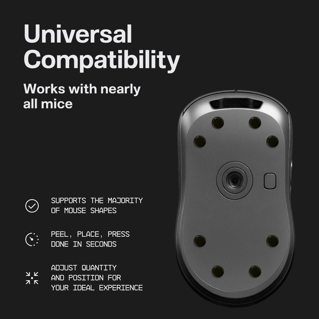 Wallhack PTFE Dot Mouse Skates | Premium Universal Skates for Gaming Mice | Ultra-Smooth Glide on Cloth & Glass Pads | Customize Speed & Control | Fast, Easy to Apply | Black 7mm x 7mm