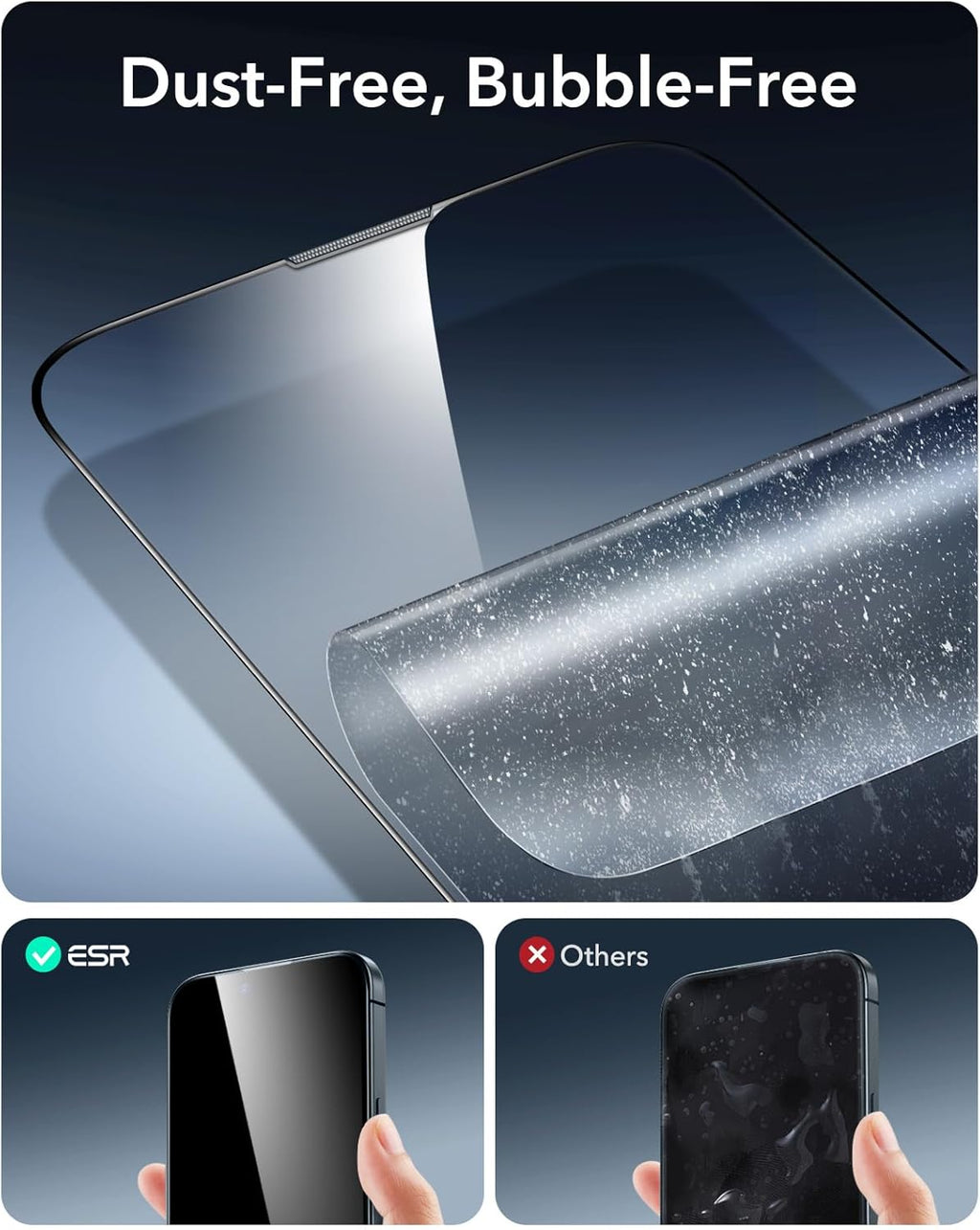 ESR 3 Pack 9H+ Glass for iPhone 16e/ iPhone 14/ iPhone 13/13 Pro Screen Protector, [Military Grade Shatterproof & Longest Durable] Armorite Ultra-tough Full Coverage Tempered Glass with UltraFit Tray
