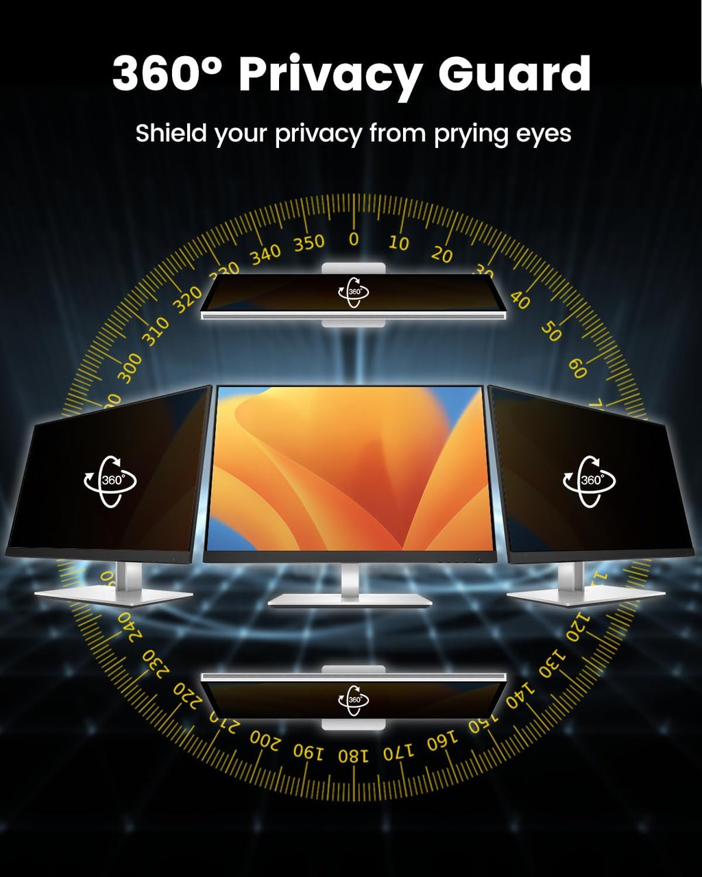 F FORITO 21.5 Inch 16:9 360°Privacy Screen Protector for Computer Monitor, Removable Eye Protection Anti Blue Light Anti Glare Computer Screen Privacy Shield for 21.5" Widescreen Monitors