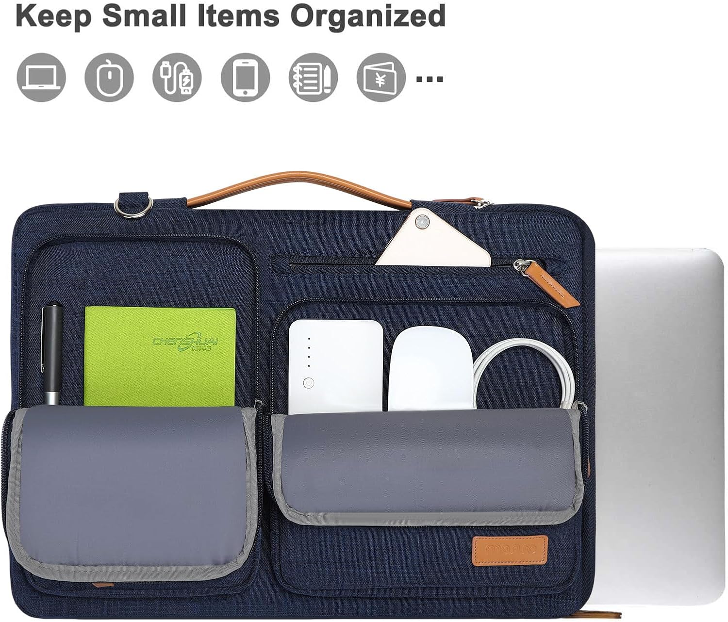 MOSISO 360 Protective Laptop Shoulder Bag,17-17.3 inch Computer Bag Compatible with MacBook, HP, Dell, Lenovo, Asus Notebook,Side Open Messenger Bag with 4 Zipper Pockets&Handle, Navy Blue