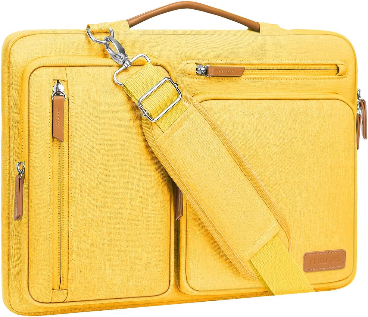 MOSISO 360 Protective Laptop Shoulder Bag,13 inch Computer Bags Compatible with MacBook Air M4 M3 M2 M1 2025-2018/Pro 13 2025-2016,Side Open Messenger Bag with 4 Zipper Pockets, Yellow