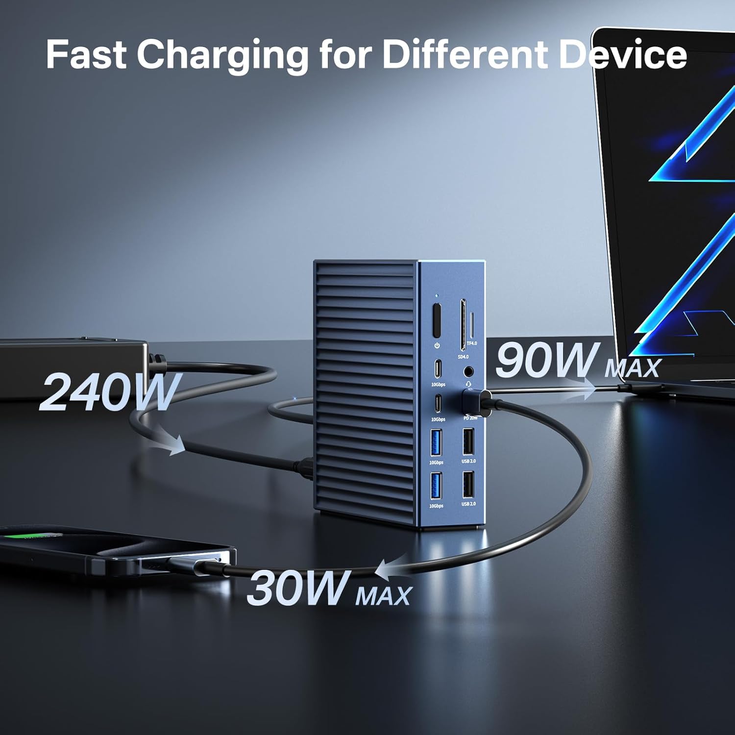 ACASIS 40Gbps Docking Station - 21 Ports,MacBook Pro Docking Station Dual Monitor, 8K60Hz HDMI, 2.5 GbE Ethernet, SD/TF 4.0, 10Gbps 7*USB C/A, 3.5mm Audio, 40Gbps Dock for Mac/Dell/HP/Lenovo/ThinkPad