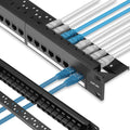 Rapink Patch Panel 24 Port Cat6A with Inline Keystone 10G Support, Pass-Thru Coupler UTP 19-Inch with Removable Back Bar, 1U Network Patch Panel for Cat6a,Cat6, Cat5e, Cat5 Cabling