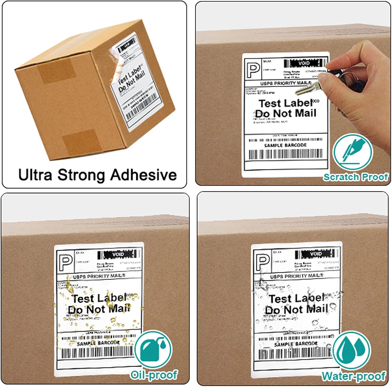 FungLam 2 Rolls 4x6 Direct Thermal Shipping Labels, 250 Labels/Roll, 1'' Core, Compatible Zebra 2844 ZP-450 ZP-500 ZP-505