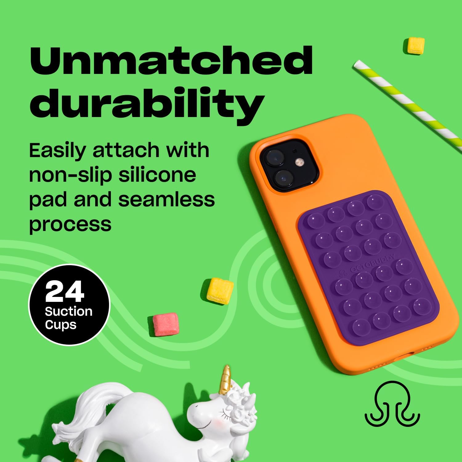 Classic - Silicone Suction Phone Case Adhesive Mount - Hands-Free, Strong Grip Holder for Selfies & Videos - iPhone & Android Compatible - 2.25″ x 3.25″, Wisteria