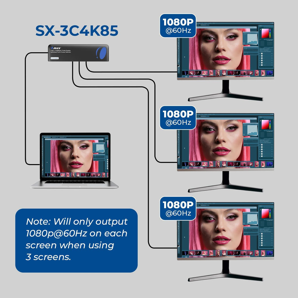 OREI USB-C Triple Monitor Docking Station Splitter – USB-C to 2× HDMI & 1× DisplayPort Adapter, 100W PD, Gigabit Ethernet, 4× USB2.0/3.0, microSD Reader – Windows & Mac Compatible