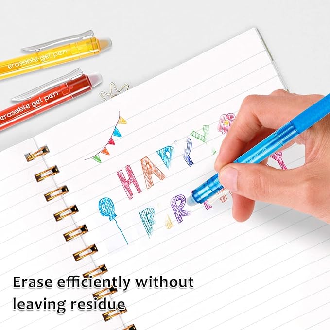 Lineon Erasable Gel Pens, 15 Colors Retractable Fine Point Erasable Pens Clicker - Image 4