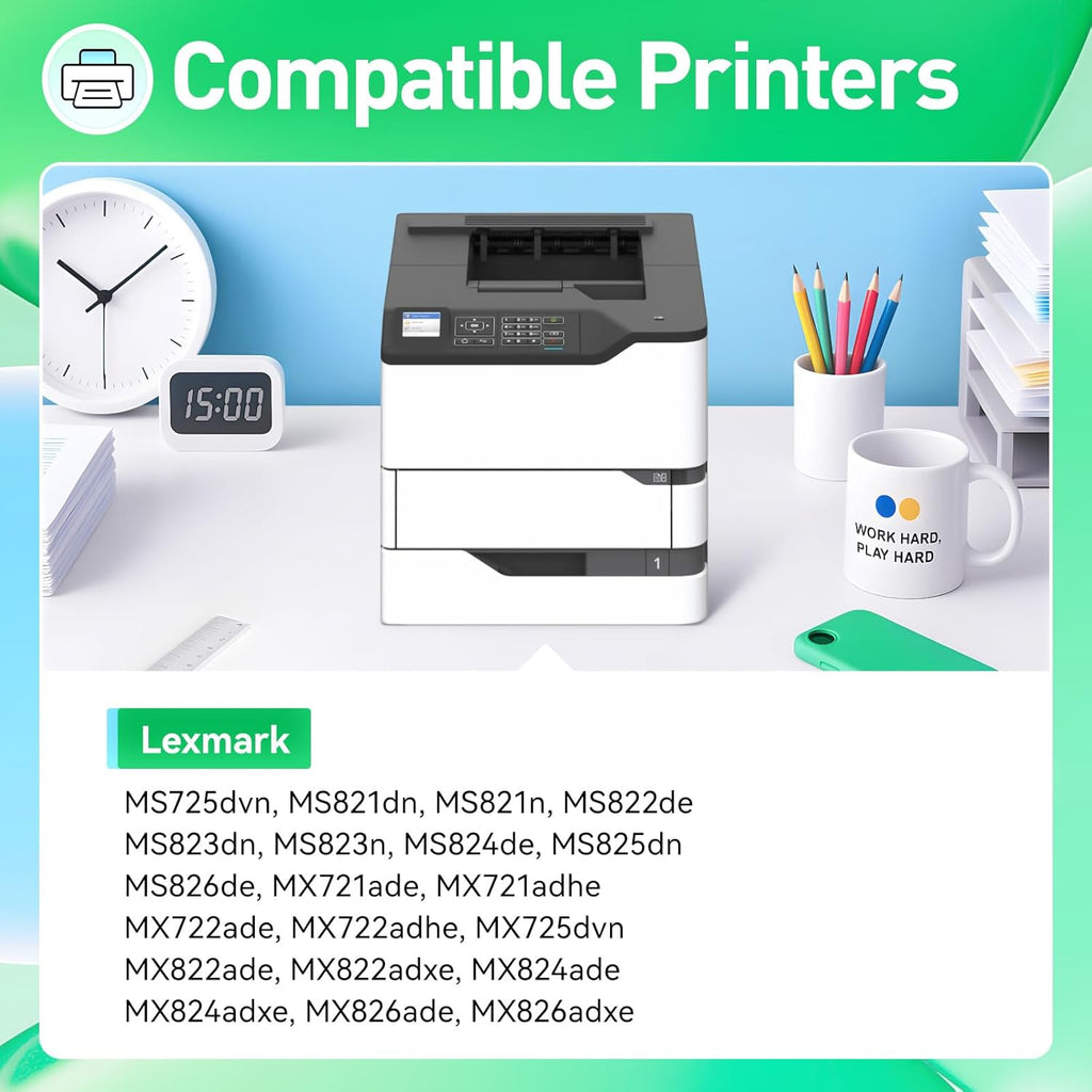 58D1000 Toner Cartridge with Chip Black Replacement for Lexmark 58D1000 58D1H00 Compatible with Lexmark MS725 MS821 MS822 MS823 MS824 MS825 MS826 MX721 MX722 MX725 MX822 MX824 MX826 Laser Printer Ink
