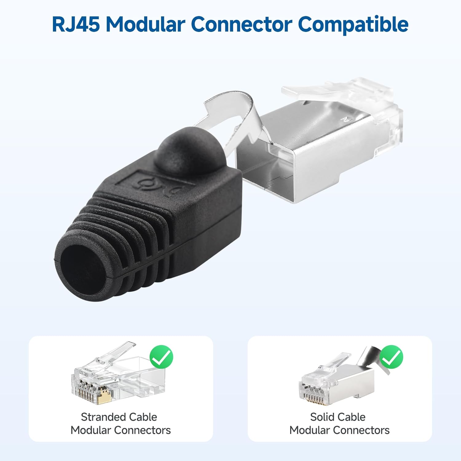 Cable Matters 200-Pack Cat6 / Cat5e RJ45 Strain Relief Boots, RJ45 Boot, Cat 6 Boot, Cat6 Ethernet Boots, Black, Suitable for 6.5mm (0.25in) Ethernet Cables