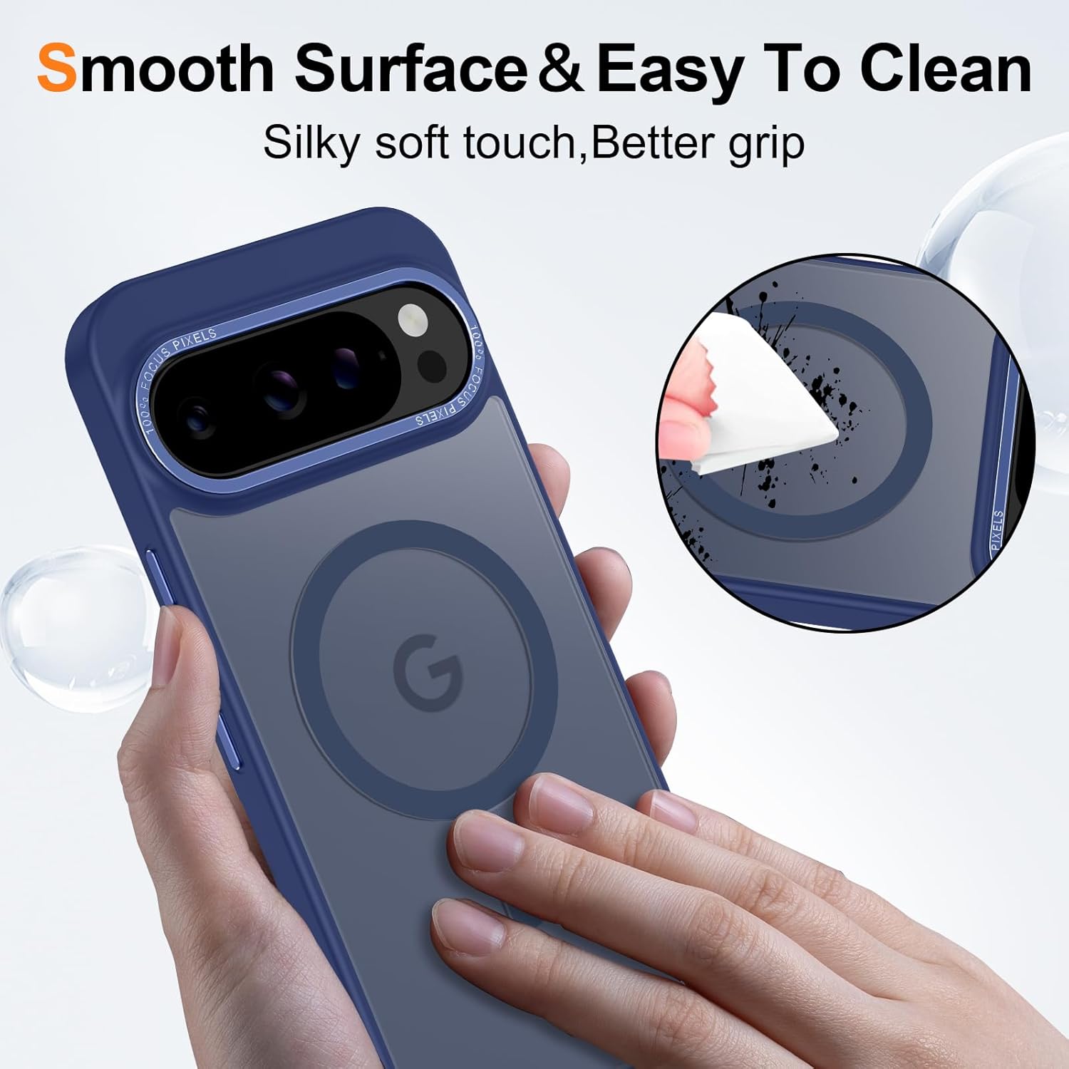 Magnetic for Google Pixel 9/Pixel 9 Pro Case, [Military Grade Drop Protection] [Compatible with MagSafe] Shockproof Slim Translucent Matte Anti-Slip for Women Girls Men Case, Dark Blue
