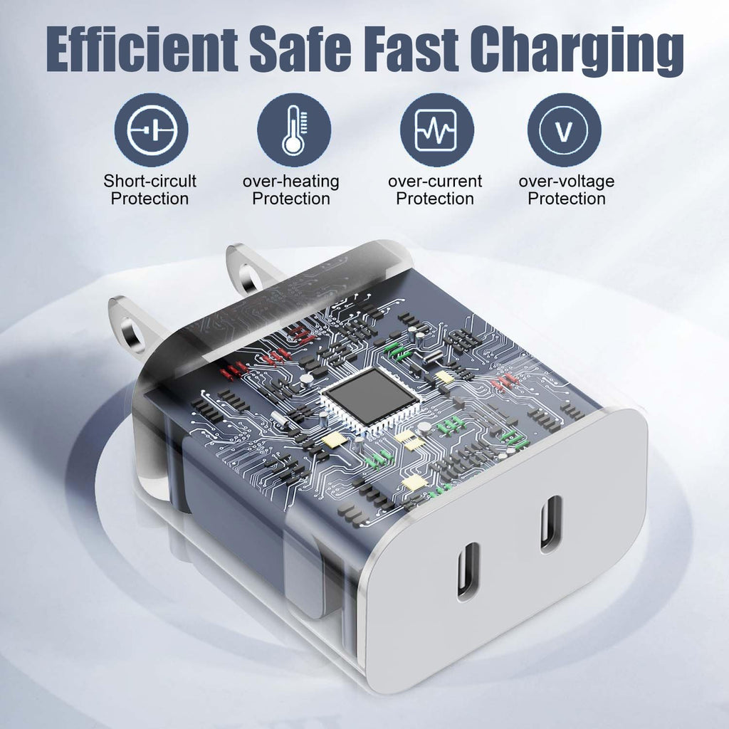 Charger for iPhone 16/15 Pro Max Charger Fast Charging, 2Pack 20W Dual Port USB C Fast Charger Block with 10FT Long USB C to C Charging Cable Cord for iPhone 15 Pro Max/15 Pro/15/15 Plus, iPad Pro/Air