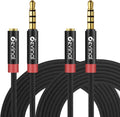 Devinal 3.5mm TRRS Headphone Extension Cable, 1/8" inch Female 4-Pole to Male Extension Cord, Mini-Jack Aux Stereo Audio Connector 6.6Ft/2M (2 Pack)