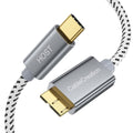 CableCreation 1FT*2 USB C to Micro B Cable,10Gbps Speed External Hard Drive Braided,USB 3.1 Type C to Micro B Work for iPhone 15 Series,Seagate WD Westgate My Passport,MacBook Pro,iPad/Tablet,Grey
