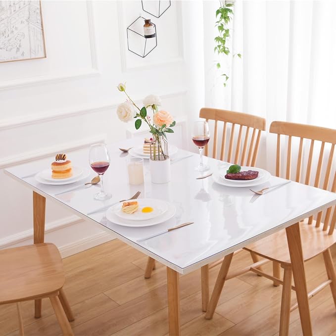 24 x 55 Inch Clear Table Cover Protector, 1.5mm Plastic Table Cover, Waterproof - Image 2