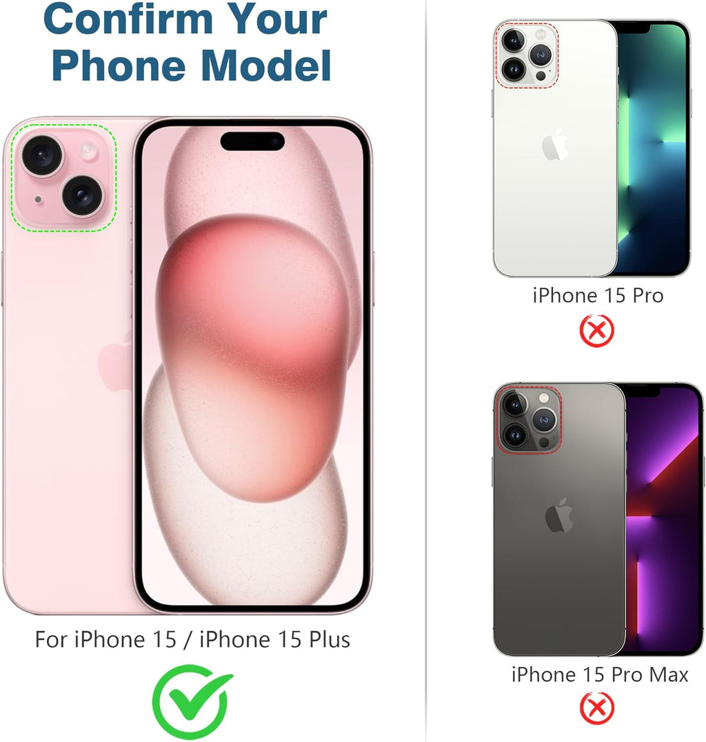 AGVEE 3+3 6 Pack for iPhone 15 6.1" / 15 Plus 6.7" Camera Lens Cover Protector, Metal Ring 9H Tempered HD Glass Camera Cover Protector Film, Silver