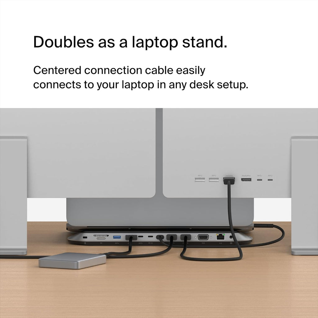 Belkin Connect 11-in-1 Universal USB-C Pro Dock w/ 3-Monitor Support, Silicon Motion Technology - Works with Mac, Windows, and Chromebook - 100W PD w/ 10Gbps Transfer Speeds & 2.5Gbps Ethernet - Grey