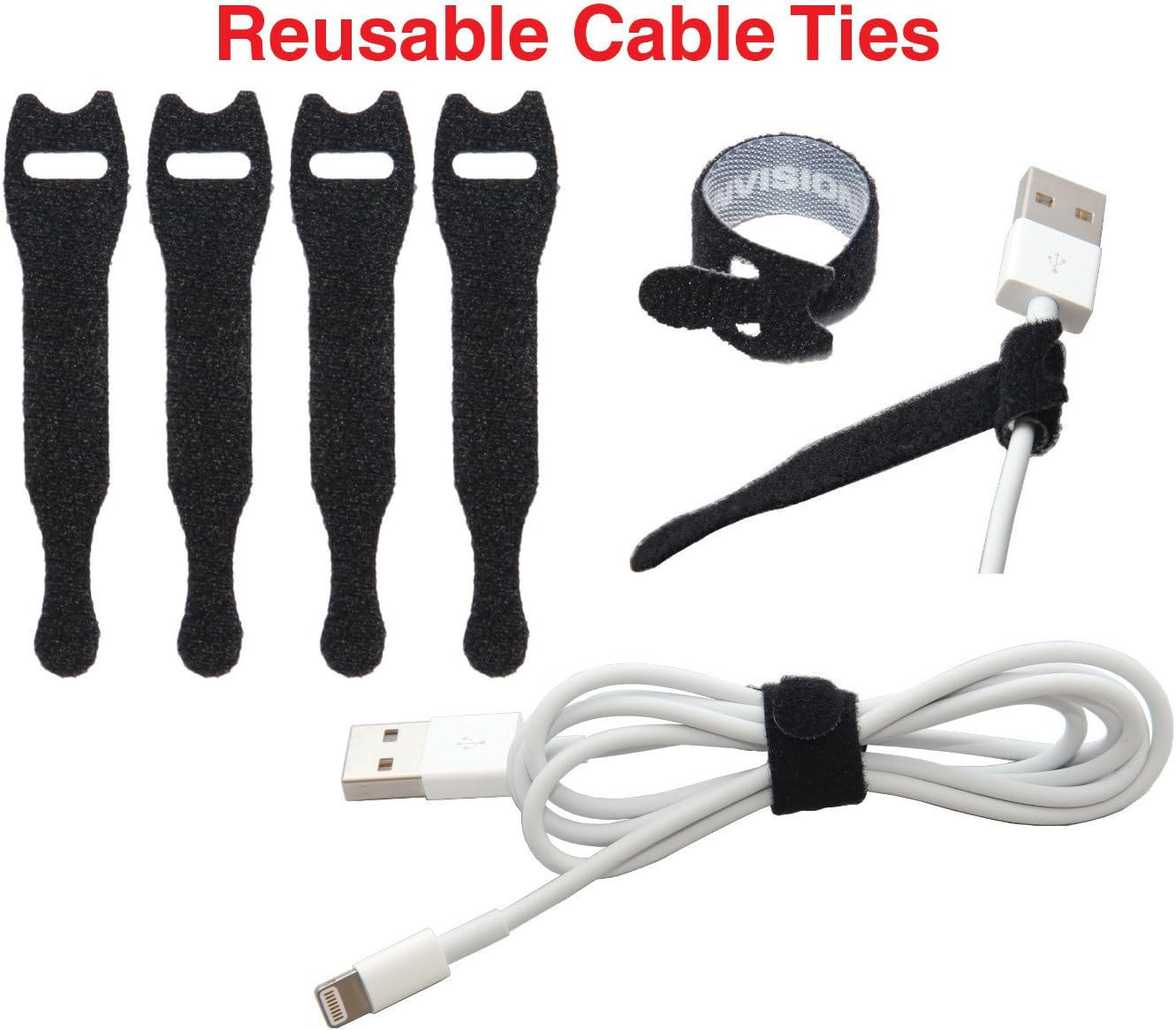 Desktop Cable Organizer, Weighted, Eco-Friendly Silicone, No Bad Smell, Bundled with 4 Reusable Cable Ties (Black)