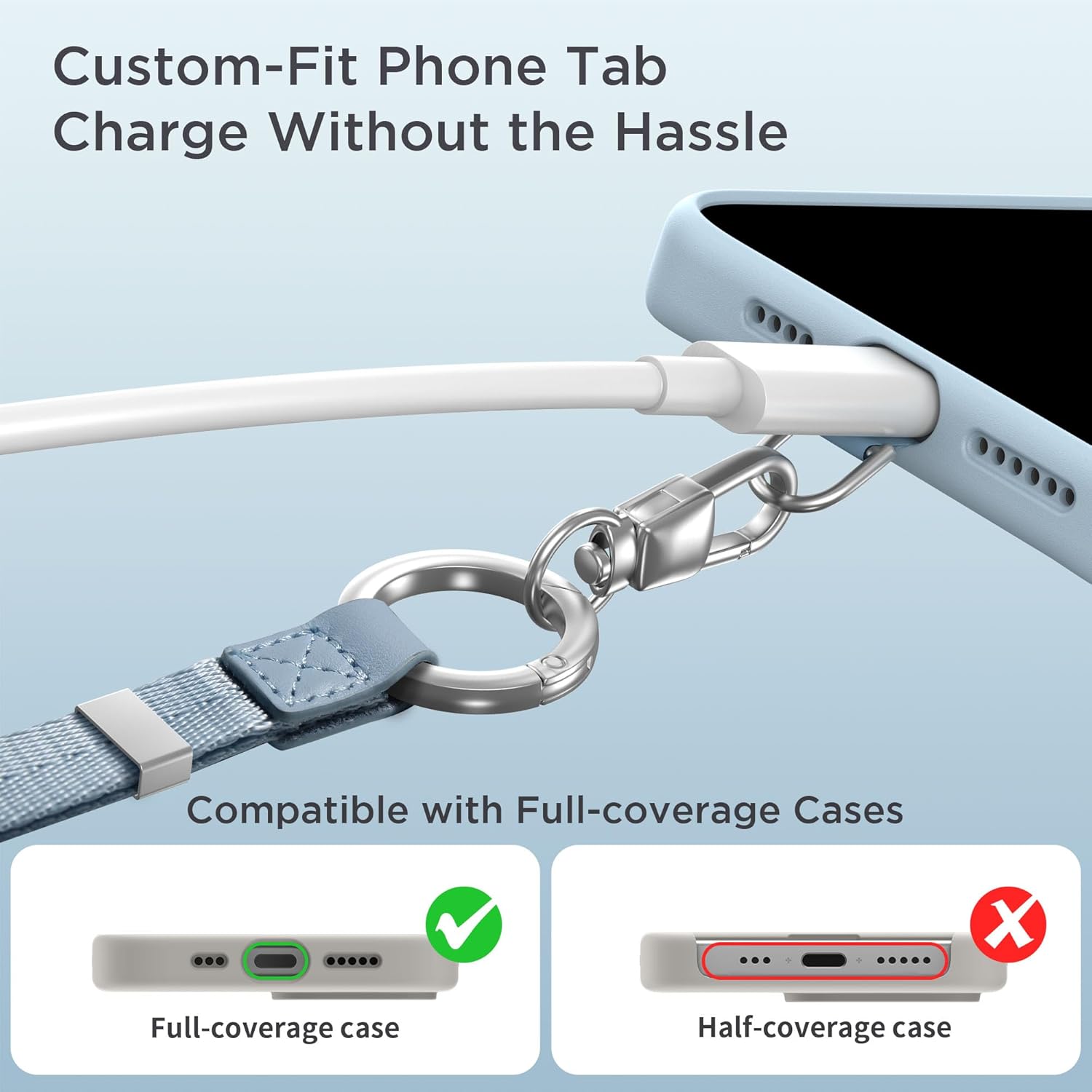 Phone Lanyard 2 in 1, Anti Theft Phone Strap Crossbody for Women Men, Adjustable Phone Wrist Strap with 2 Pack Tether Tabs