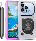 Waterproof Phone Case,IPX8 Waterproof Phone Pouch for Beach & Snorkeling Essentials,Phone Waterproof Case with Lanyard, Universal Case Up to 6.9" for iPhone,Samsung (Purple)