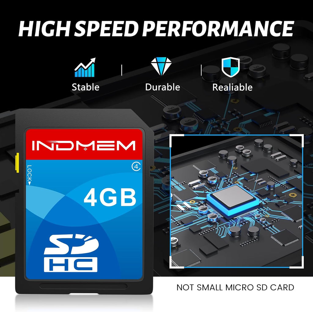 INDMEM SD Card 4GB, 8 Packs Class 4 4GB Flash Memory Card MLC Standard Secure Digital Cards Camera Card