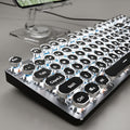 EWEADN TK100 Typewriter Keyboard Wired Mechanical Keyboard, 104 Keys Aesthetic Typewriter Keyboards with White Backlit, Anti-Ghosting, Blue Switch Wired Cute Keyboards-Black