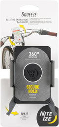 Nite Ize Squeeze Rotating Smartphone Bar Mount - Bike Mount Phone Holder for Handlebars - Phone Holster Accessories - Rotating Phone Holder with Easy-to-Squeeze Levers - Black