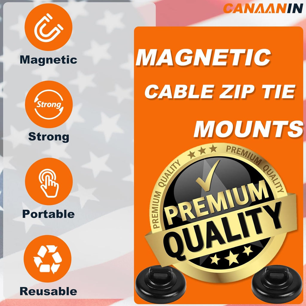 Magnet Zip Tie Mount Clips Magnetic Zip Ties Mount Base Holder Strong Wire Cable Holder Mount Wire Clips Management for Home Office Marine Electrical Wiring (D19 5 Pcs)