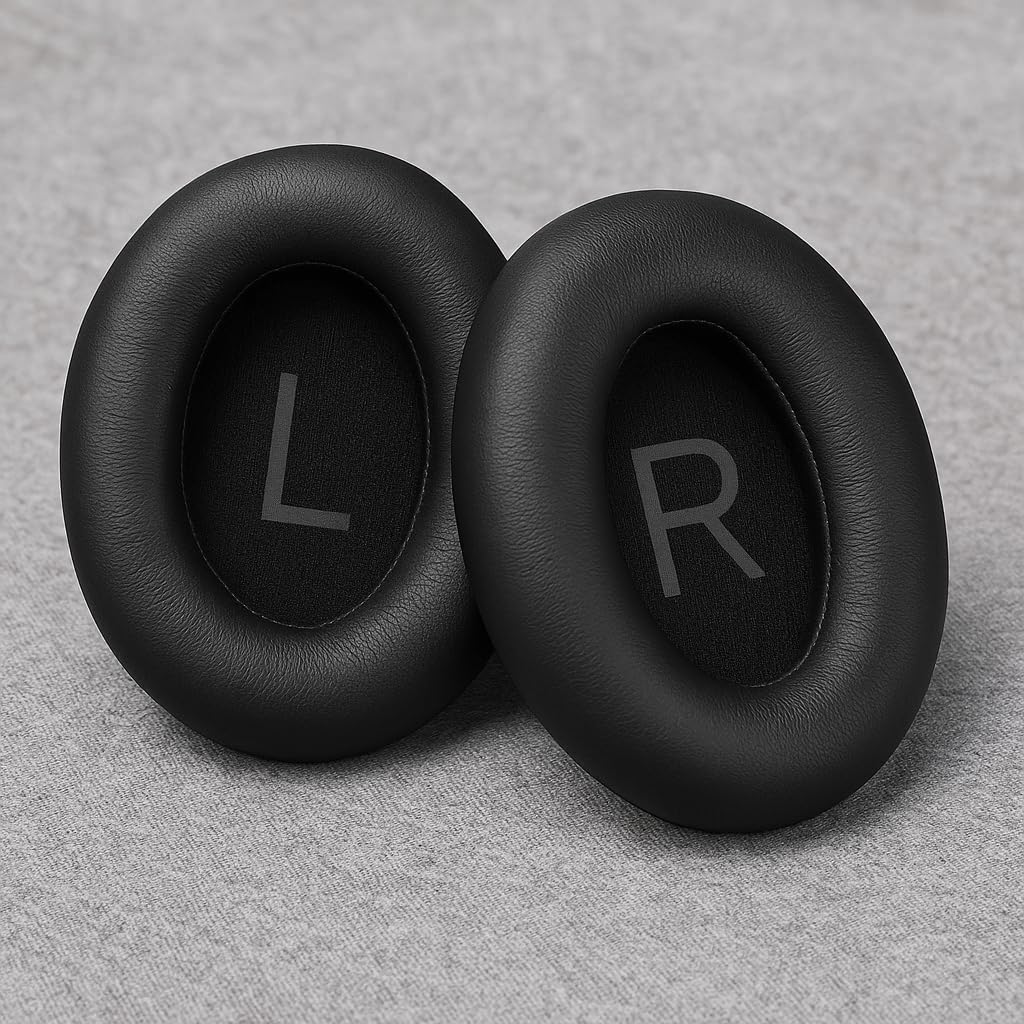Premium Replacement Ear Pads for Bose Bose QC45– Soft Protein Leather & Memory Foam Cushions – Enhanced Noise Isolation – Easy Installation Kit,Video & Cleaning Cloth (Black)