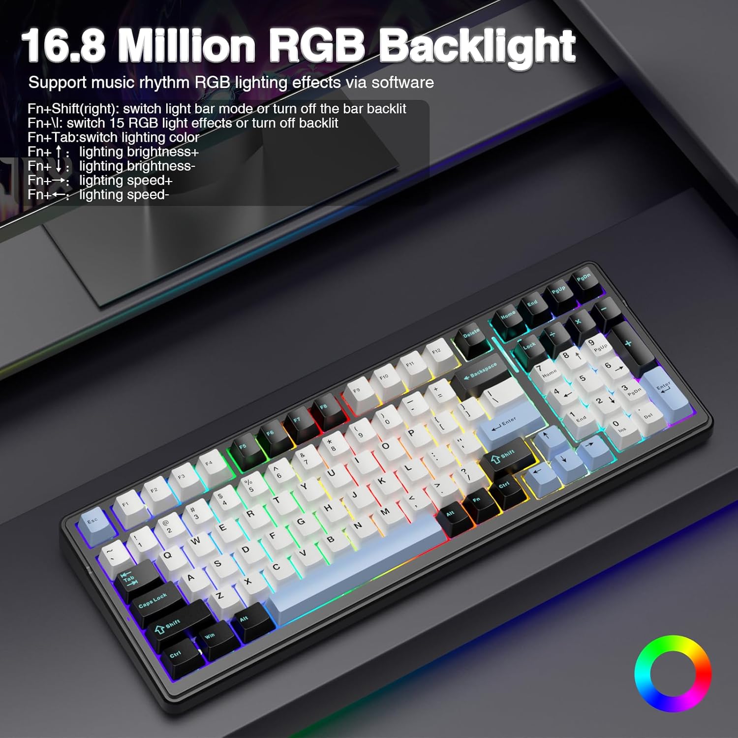 AULA F99 Wireless Mechanical Keyboard,Tri-Mode BT5.0/2.4GHz/USB-C Hot Swappable Custom Keyboard,Pre-lubed Linear Switches,RGB Backlit Gaming Keyboards for PC/Tablet/Xbox/PS4/PS5
