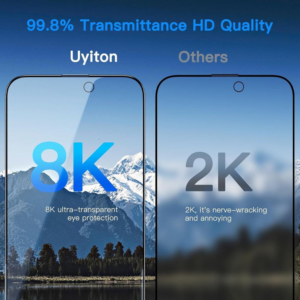 Uyiton Anti-Blue Light for iPhone 14 Pro Max Screen Protector - Unbreak-Glass Full Coverage Case Friendly Scratch Resistance 9H Tempered Glass Screen Protector for iPhone 14 Pro Max, 2 Pack