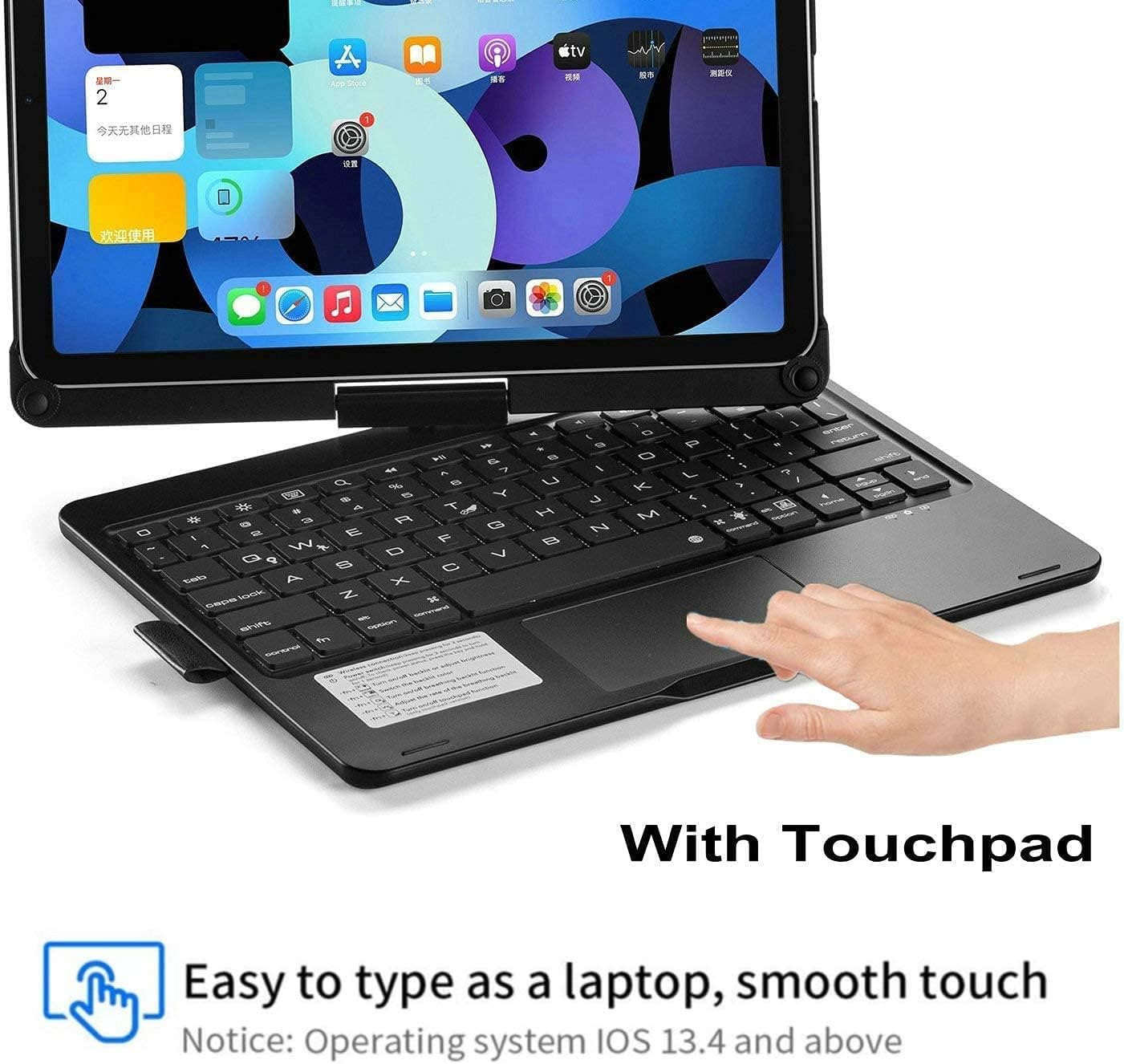 360° Rotatable Keyboard Case for iPad Air 13 inch (M3/M2-2025/2024)/Pro 12.9 (6th, 5th, 4th, 3rd Gen) with TouchPad, Backlits Aluminum Alloy Smart Case with trackpad Keyboard, Rose Gold