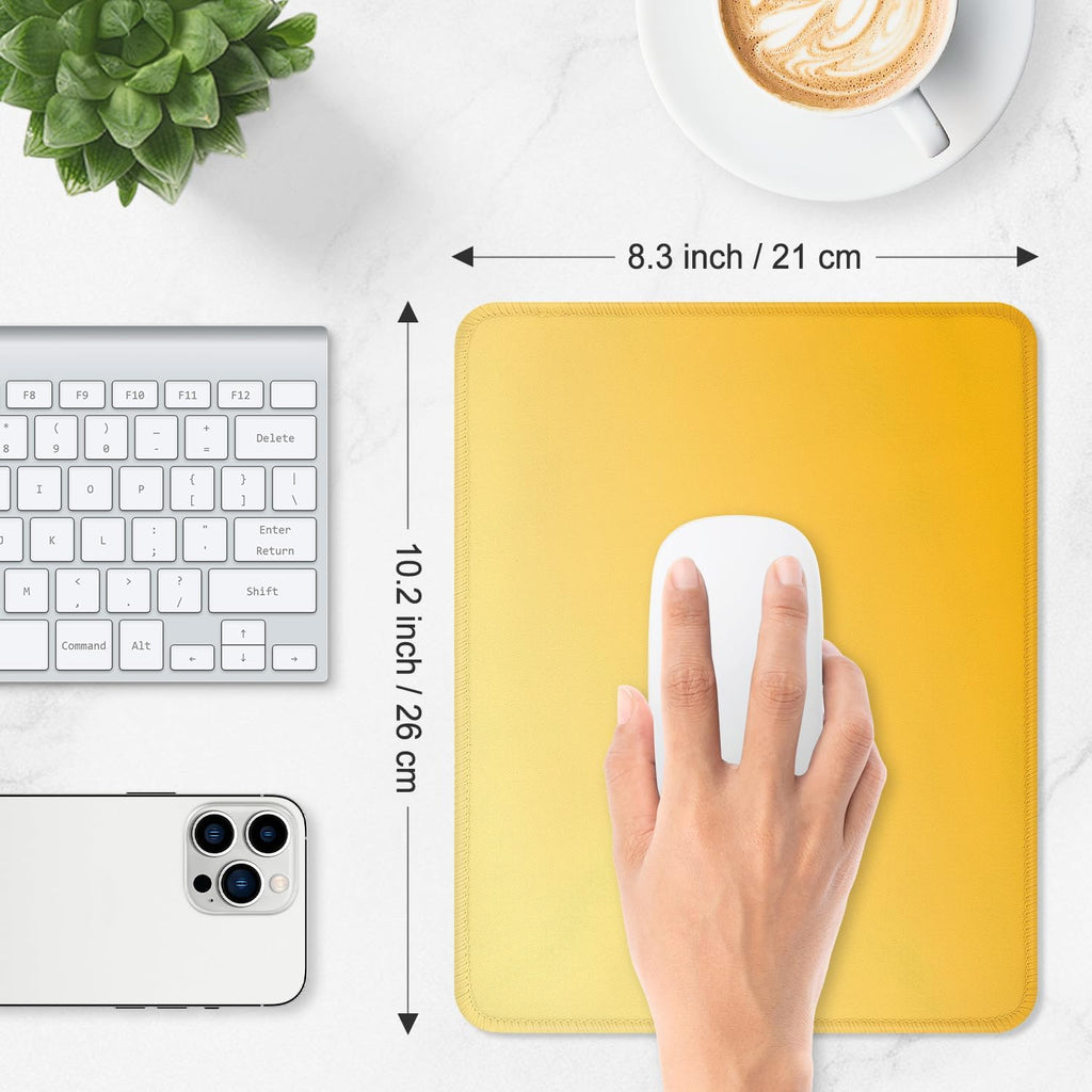 ITNRSIIET Mouse Pad Non-Slip Rubber Base Smooth Surface Stitched Edges Waterproof Durable Compatible with All Mice for Office & Gaming, Desk Accessory, 10.2x8.3x0.12 inch, Yellow Gradient