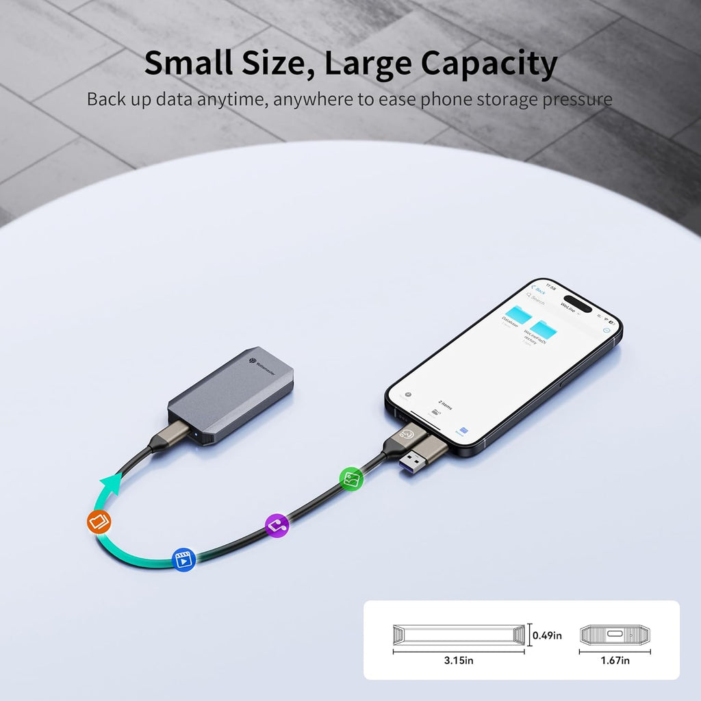 Yottamaster 512GB External SSD, Up to 460MB/s 2 in 1 USB C Cable & Lanyard Portable Solid State Drives, Supports 4K ProRes HDR Compatible with iPhone 16 Pro Max, Smartphone, Tablet, Laptop
