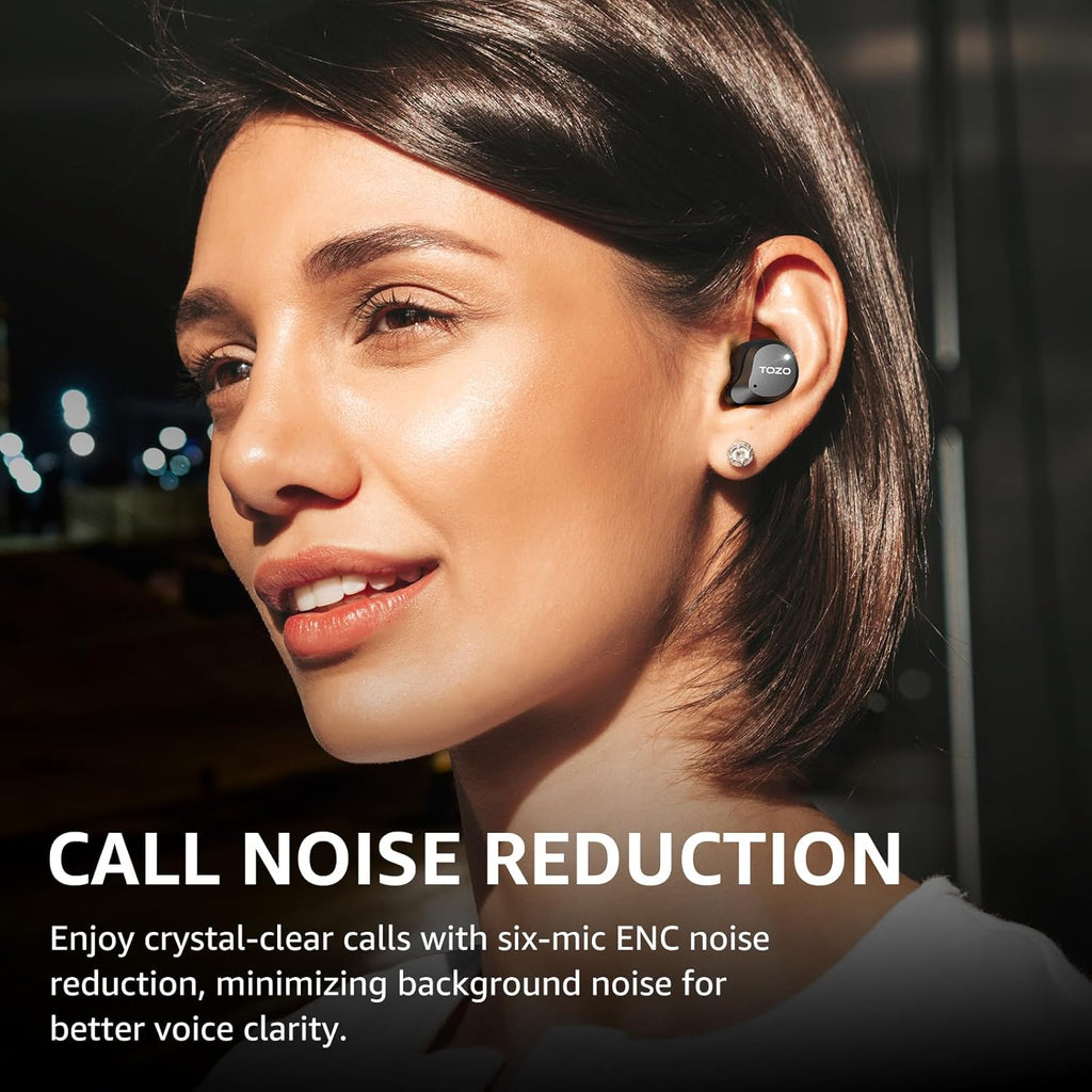 TOZO NC9 Hybrid Active Noise Cancelling Wireless Earbuds, 6 Mics ENC Clear Call, IPX8 Waterproof, in Ear Bluetooth 5.3 Headphones Stereo Bass Ear Buds 59H Playtime with LED Display 32 EQs via APP