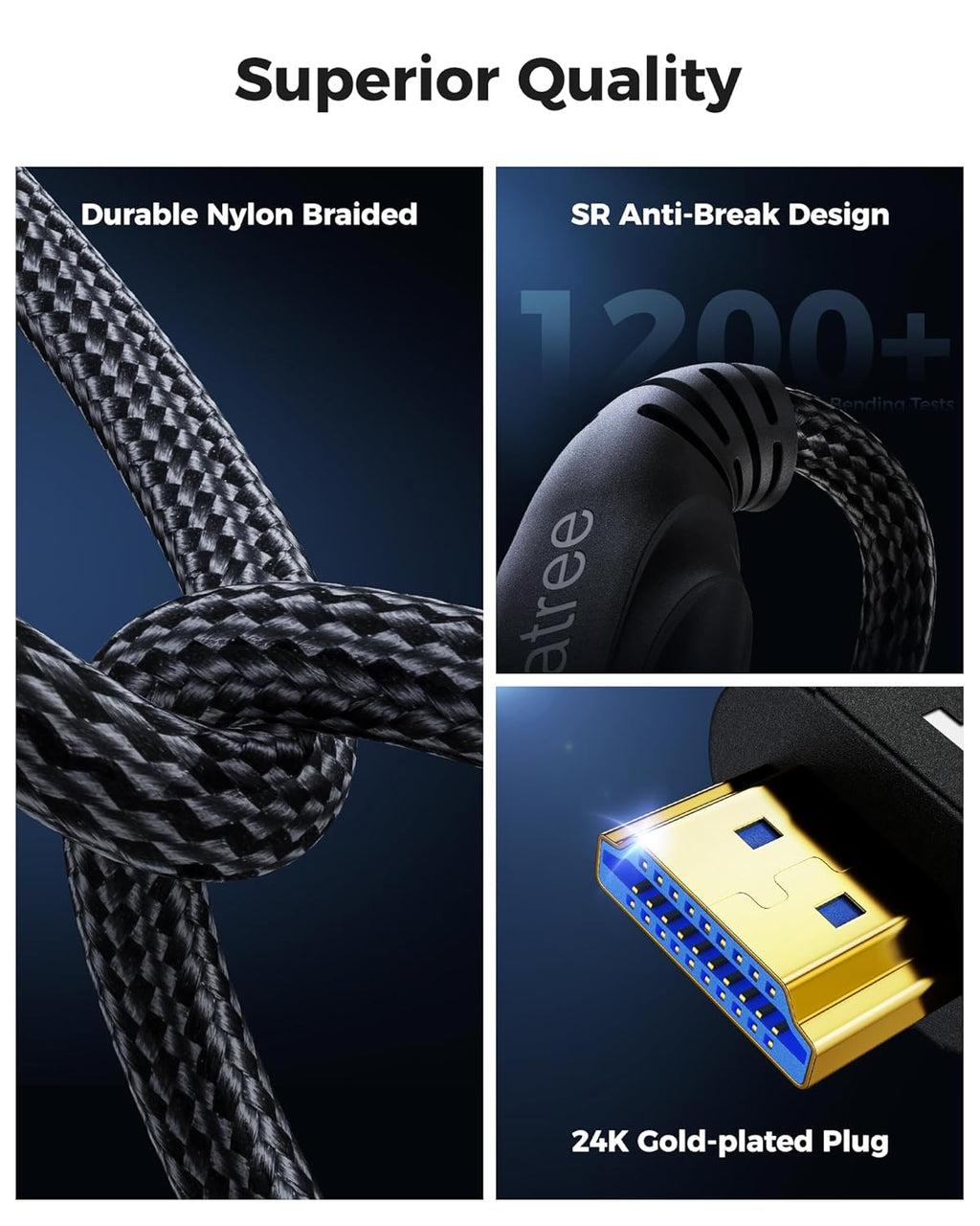 Long HDMI Cable 30FT - 8K 60hz, High Speed HDMI Cable 4K 120hz Braided,48Gbps,HDCP 2.2&2.3,eARC - Compatible with HDTV,Projector,Monitor and More