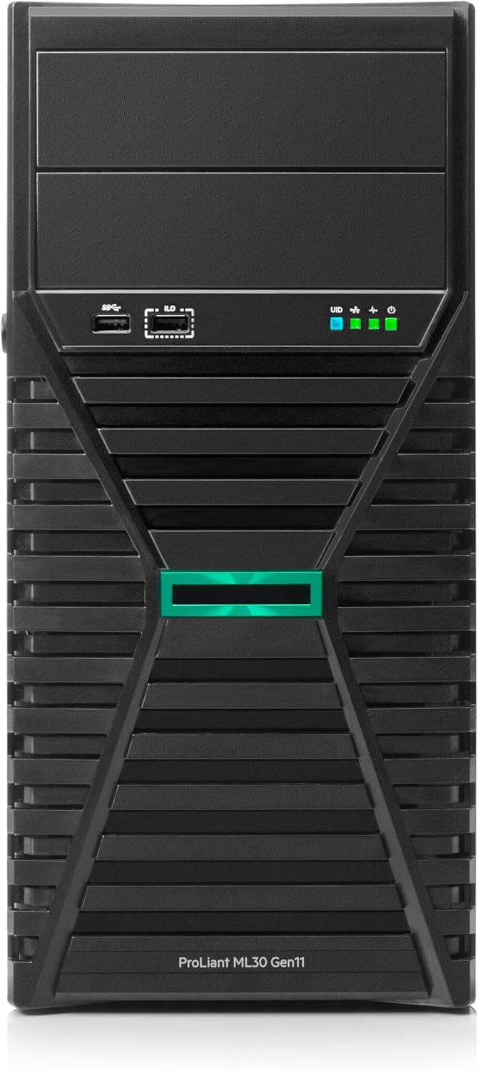 Hewlett Packard Enterprise ProLiant ML30 Gen11 Tower Server w/one Intel Xeon E-2434 Processor, 3.4GHz 4‑core 1P 32GB‑U MR216i‑p 4LFF‑HP 2x2TB HDD 1x500W PS (HPE Smart Choice P72996-005)