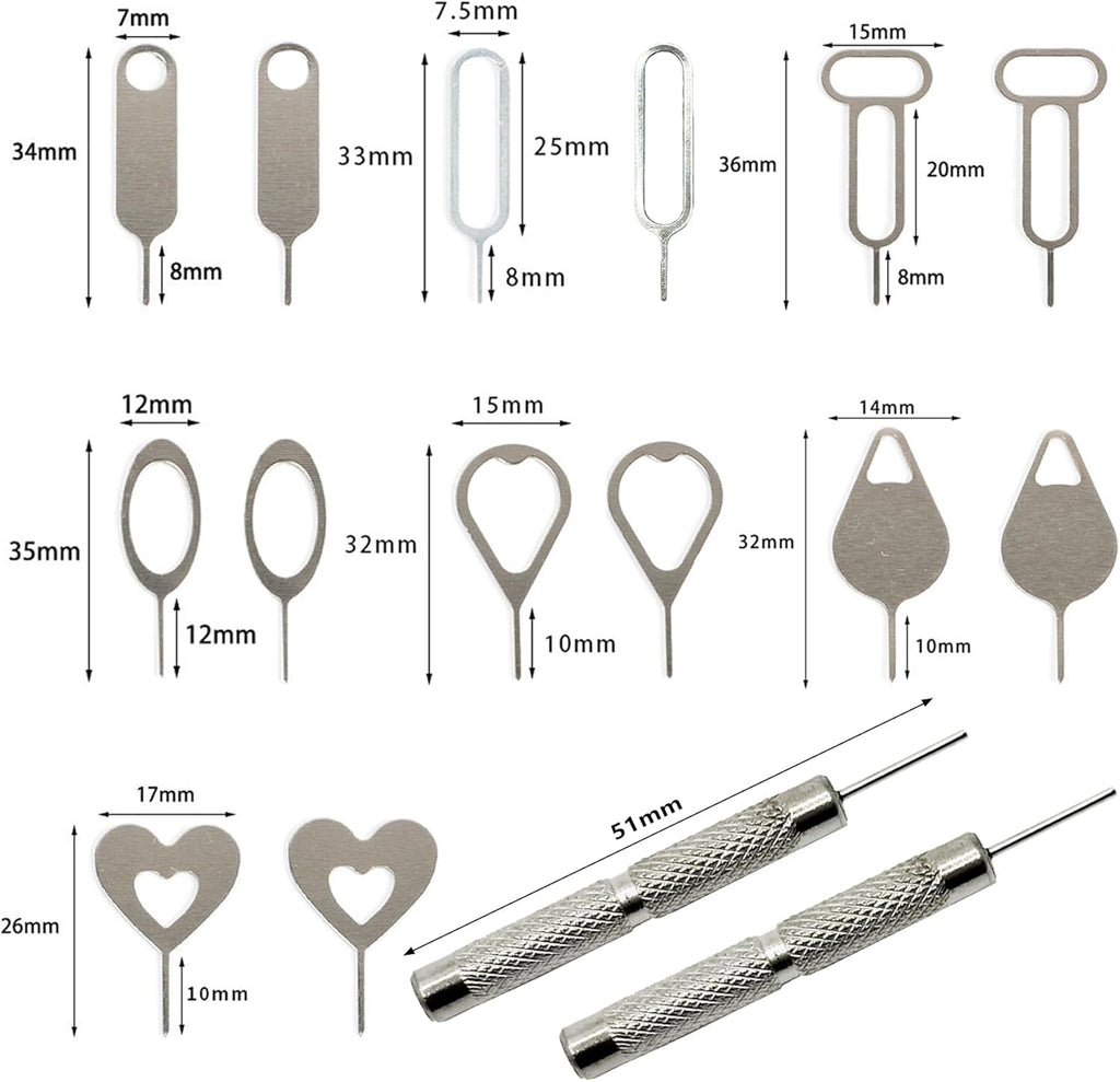 SIM Card Tool Kit with Eject Pins 16 Pcs Tray Openers Needle Ejector for All iPhone iPad Samsung Galaxy Smartphones & Smart Watch Link Remover Tnkcter