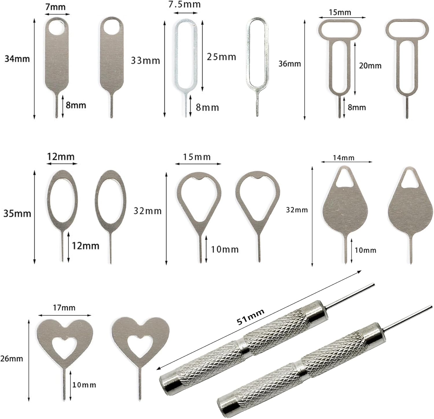 SIM Card Tool Kit with Eject Pins 16 Pcs Tray Openers Needle Ejector for All iPhone iPad Samsung Galaxy Smartphones & Smart Watch Link Remover Tnkcter