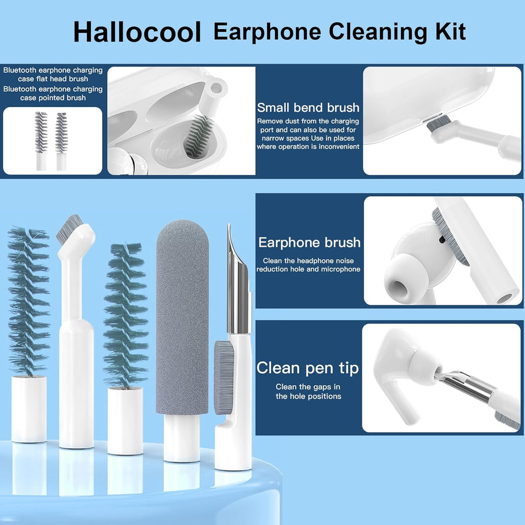 32 in 1 Multi-Functional Cleaning Kit for Electronics Devices, Mobile Phones, Computer, Monitor, Earbuds, Headphones, Laptop, Camera, Lens Portable White Electronic Cleaning Kit (Black)