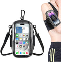 Phone Holder for Running, 2-in-1 Arm Band Cross Bag for iPhone16 15 14 13 Plus Pro Max 12 11 X Samsung Android, Arm Bag with Key Card Pocket for Workout Gym Exercise Fitness (Dark Grey)