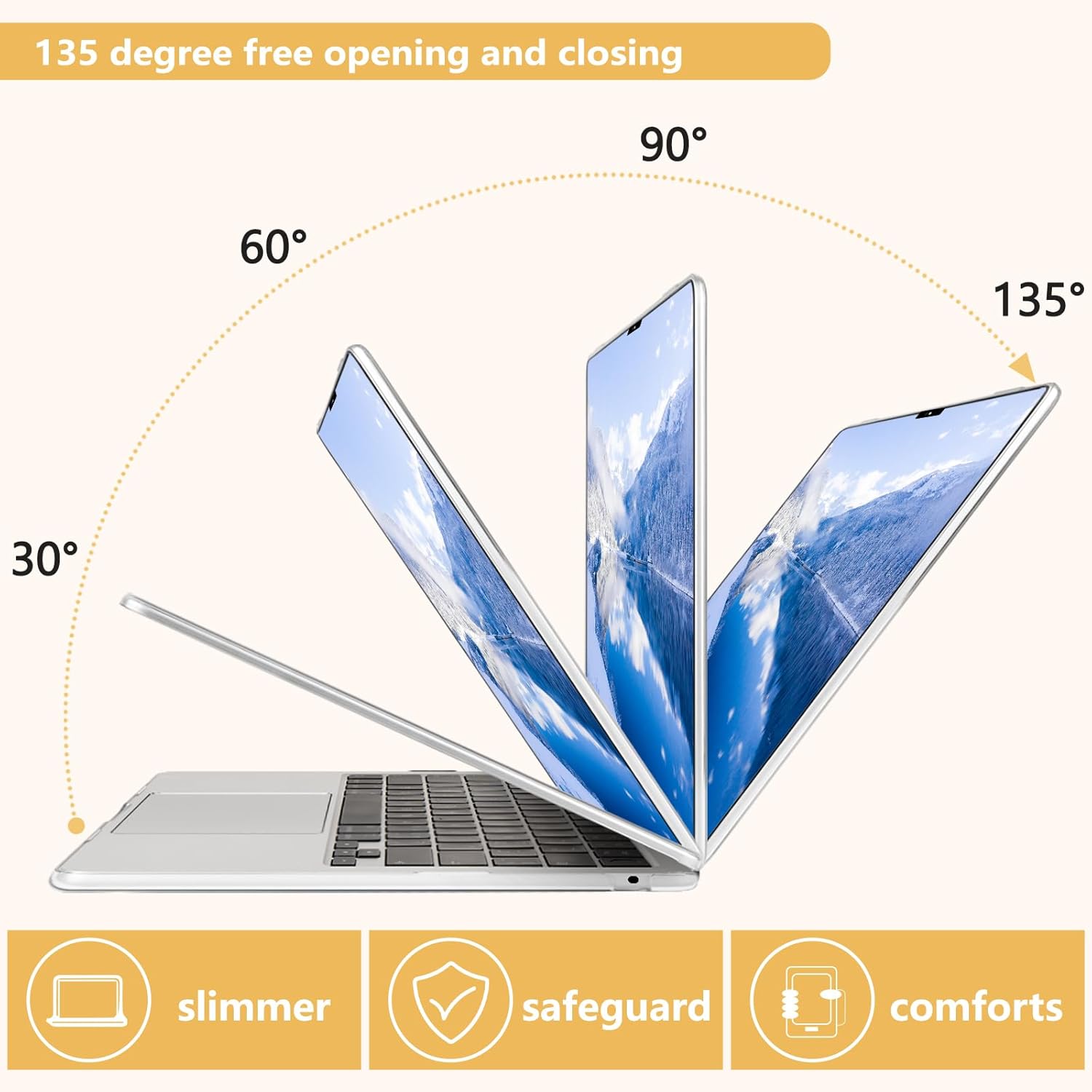 Compatible with MacBook Air 13.6 inch Case, M4 A3240/M3 A3113/M2 A2681 (Released 2025 to 2022), Hard Shell, Keyboard Cover, Screen Protector, Webcam Cover & Type-C Adapter, Gold Lace Flower